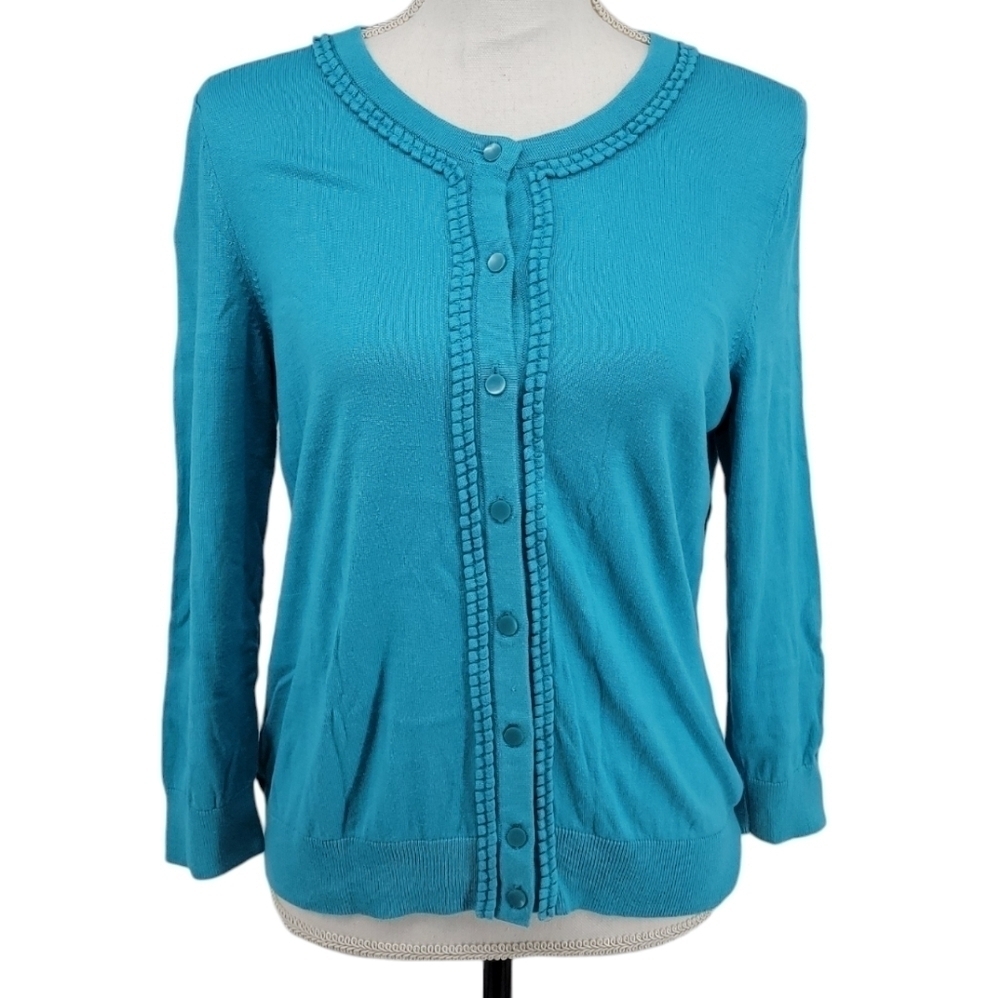 Talbot's Womens Blue Button‎ Up Granny Core Cardigan, Size M